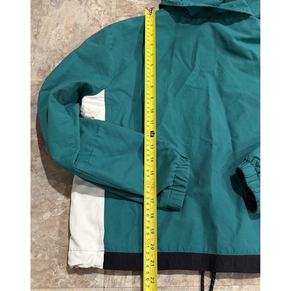 HURLEY One and Only Hooded Jacket XS Mystic Green Adjustable Waist 90s Surf Snow - Picture 7 of 7